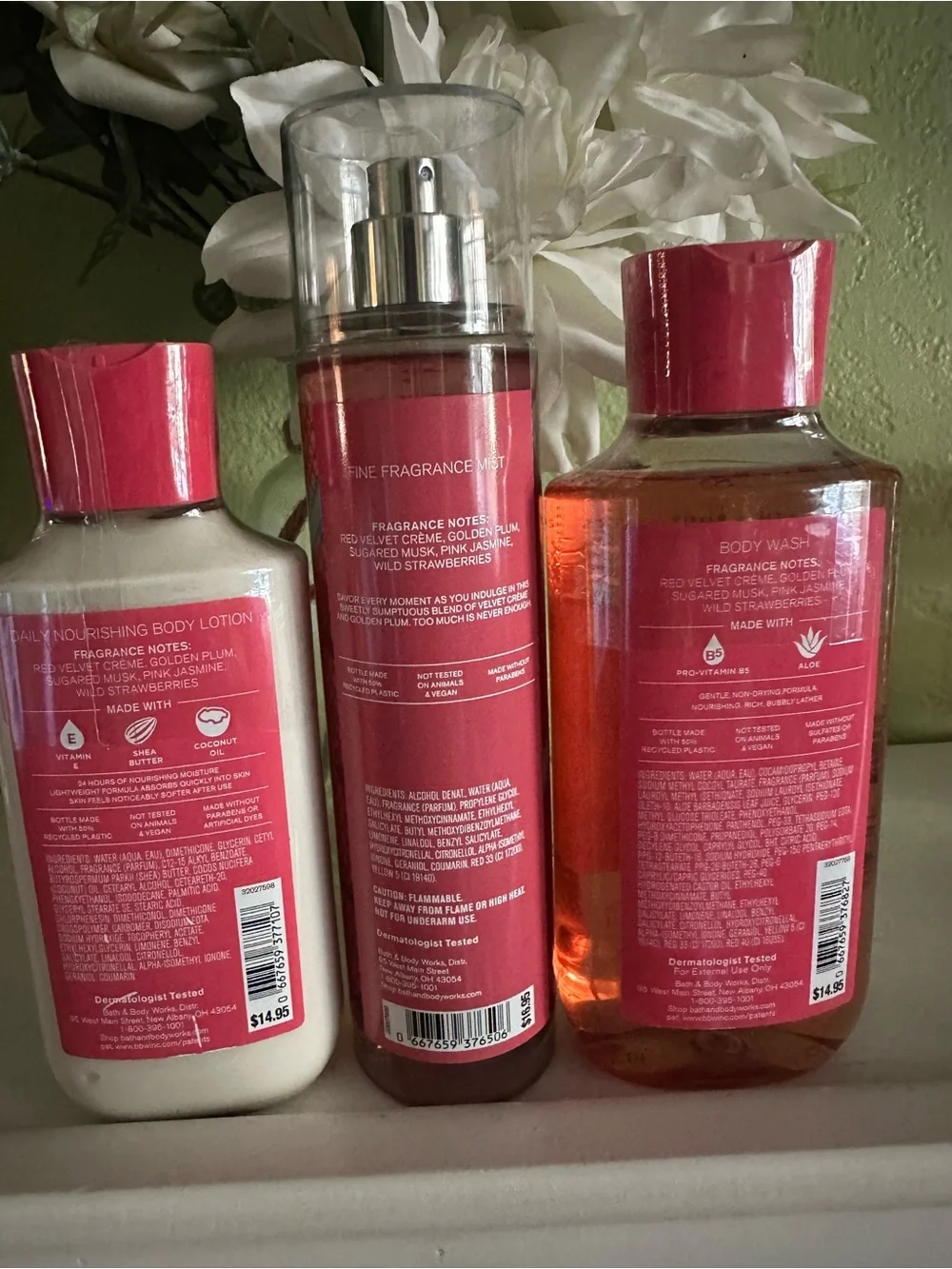 Bath & Body Works Velvet Sugar - Pink Scented Body Set (3) pc